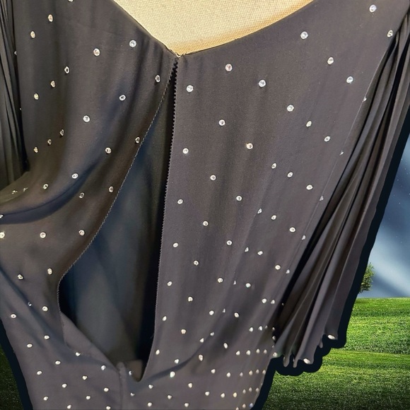 Marc Jacobs RARE Black 100% Silk Rhinestone Crystal Studded Shift Dress Size 12 - Picture 11 of 14